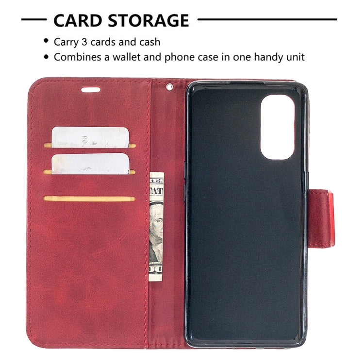For OPPO Reno4 Pro 5G Retro Lambskin Texture Pure Color Horizontal Flip PU Leather Case, with Holder & Card Slots & Wallet & Lanyard