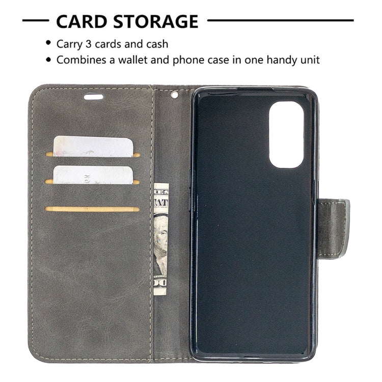 For OPPO Reno4 Pro 5G Retro Lambskin Texture Pure Color Horizontal Flip PU Leather Case, with Holder & Card Slots & Wallet & Lanyard