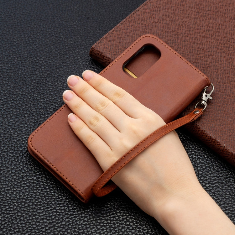 For OPPO Reno4 Pro 5G Retro Lambskin Texture Pure Color Horizontal Flip PU Leather Case, with Holder & Card Slots & Wallet & Lanyard