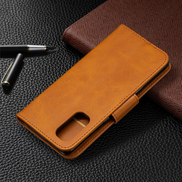 For OPPO Reno4 Pro 5G Retro Lambskin Texture Pure Color Horizontal Flip PU Leather Case, with Holder & Card Slots & Wallet & Lanyard