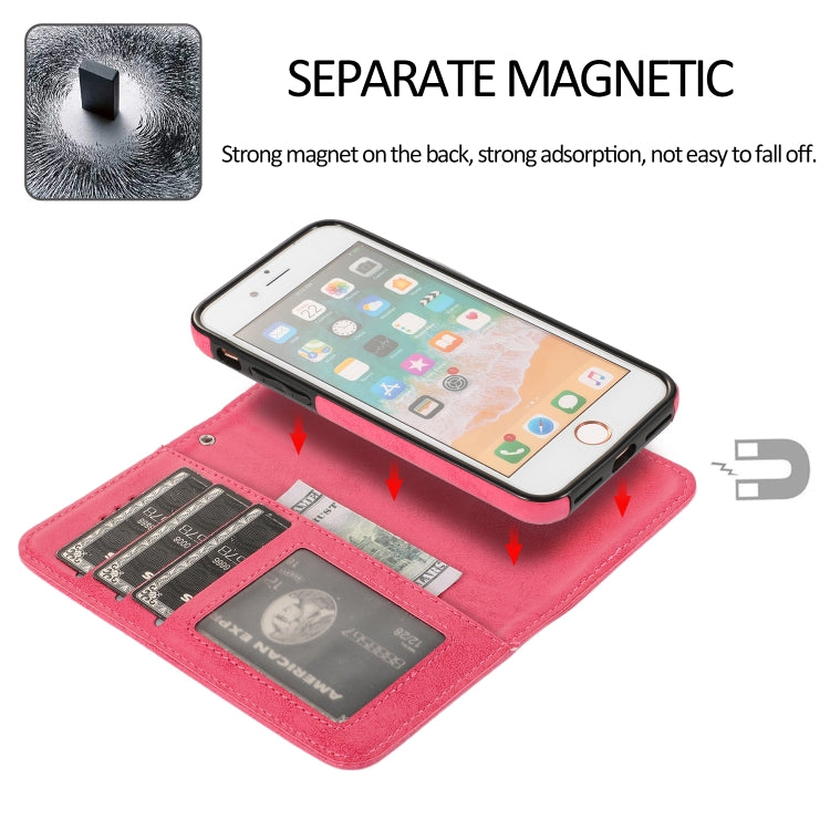 For iPhone SE 2022 / SE 2020 / 8 / 7 KLT888-2 Retro 2 in 1 Detachable Magnetic Horizontal Flip TPU + PU Leather Case with Holder & Card Slots & Photo Frame & Wallet