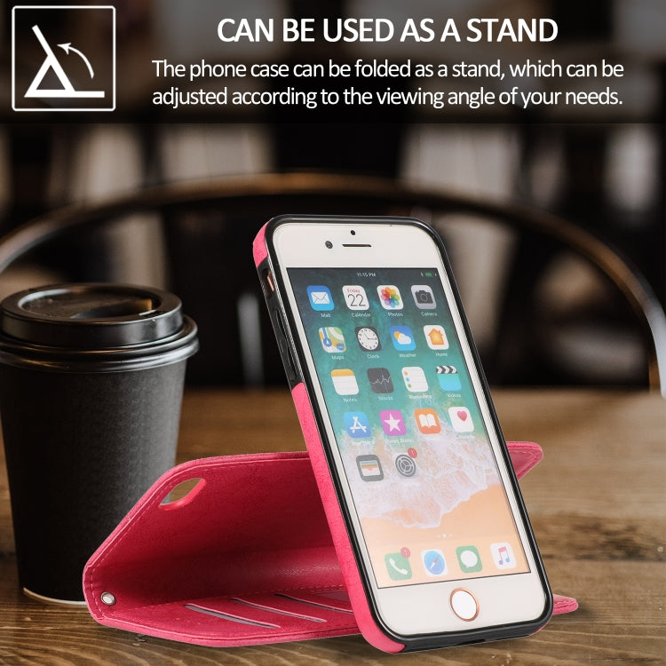 For iPhone SE 2022 / SE 2020 / 8 / 7 KLT888-2 Retro 2 in 1 Detachable Magnetic Horizontal Flip TPU + PU Leather Case with Holder & Card Slots & Photo Frame & Wallet