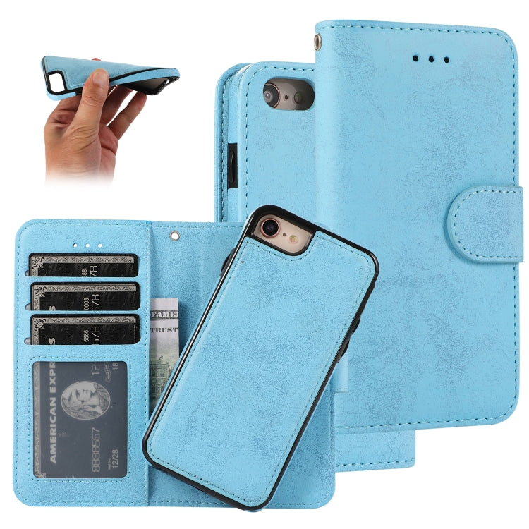 For iPhone SE 2022 / SE 2020 / 8 / 7 KLT888-2 Retro 2 in 1 Detachable Magnetic Horizontal Flip TPU + PU Leather Case with Holder & Card Slots & Photo Frame & Wallet