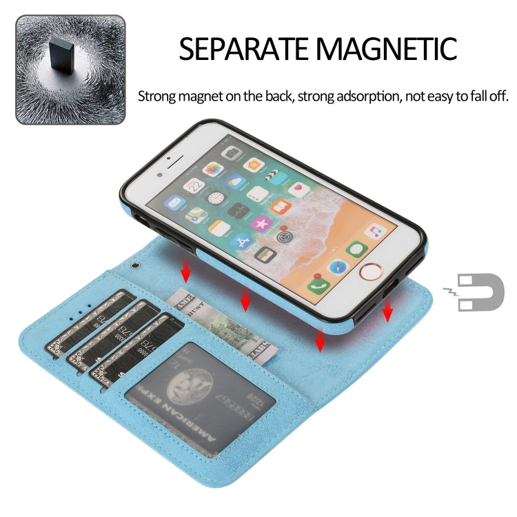 For iPhone SE 2022 / SE 2020 / 8 / 7 KLT888-2 Retro 2 in 1 Detachable Magnetic Horizontal Flip TPU + PU Leather Case with Holder & Card Slots & Photo Frame & Wallet