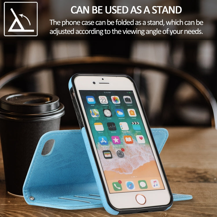 For iPhone SE 2022 / SE 2020 / 8 / 7 KLT888-2 Retro 2 in 1 Detachable Magnetic Horizontal Flip TPU + PU Leather Case with Holder & Card Slots & Photo Frame & Wallet