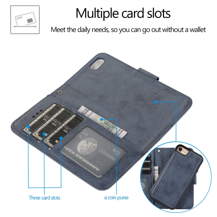 For iPhone SE 2022 / SE 2020 / 8 / 7 KLT888-2 Retro 2 in 1 Detachable Magnetic Horizontal Flip TPU + PU Leather Case with Holder & Card Slots & Photo Frame & Wallet