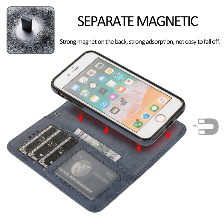 For iPhone SE 2022 / SE 2020 / 8 / 7 KLT888-2 Retro 2 in 1 Detachable Magnetic Horizontal Flip TPU + PU Leather Case with Holder & Card Slots & Photo Frame & Wallet