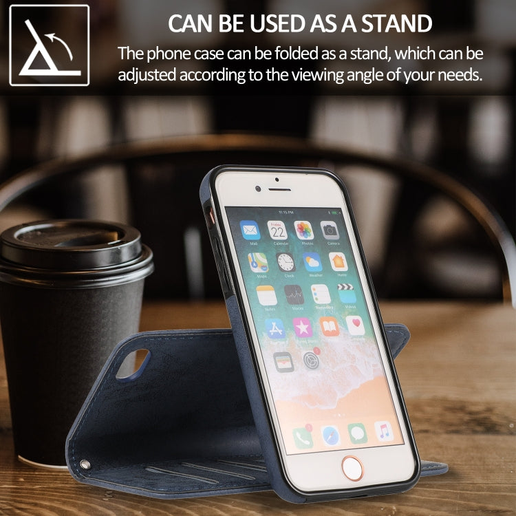 For iPhone SE 2022 / SE 2020 / 8 / 7 KLT888-2 Retro 2 in 1 Detachable Magnetic Horizontal Flip TPU + PU Leather Case with Holder & Card Slots & Photo Frame & Wallet