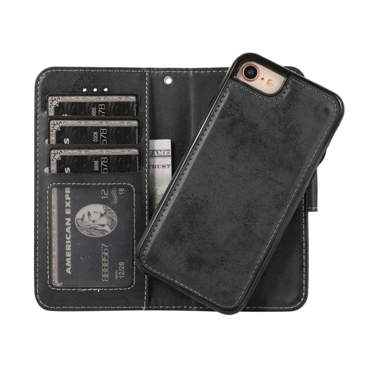 For iPhone SE 2022 / SE 2020 / 8 / 7 KLT888-2 Retro 2 in 1 Detachable Magnetic Horizontal Flip TPU + PU Leather Case with Holder & Card Slots & Photo Frame & Wallet