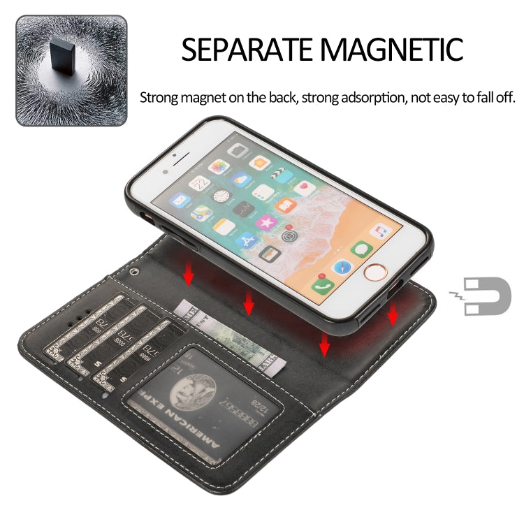 For iPhone SE 2022 / SE 2020 / 8 / 7 KLT888-2 Retro 2 in 1 Detachable Magnetic Horizontal Flip TPU + PU Leather Case with Holder & Card Slots & Photo Frame & Wallet