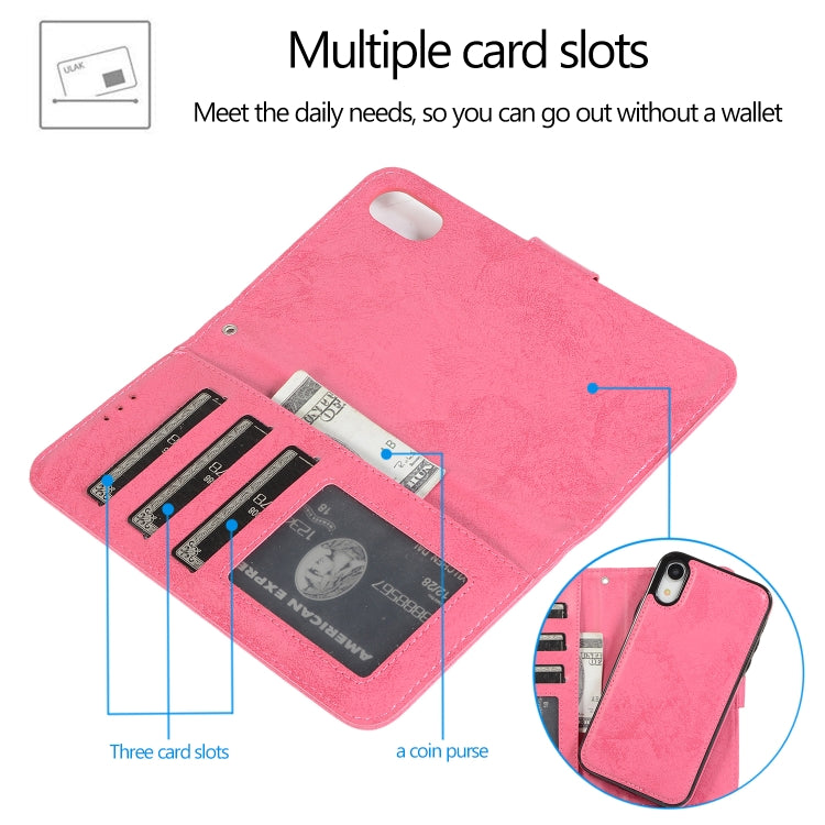 For iPhone XR KLT888-2 Retro 2 in 1 Detachable Magnetic Horizontal Flip TPU + PU Leather Case with Holder & Card Slots & Photo Frame & Wallet