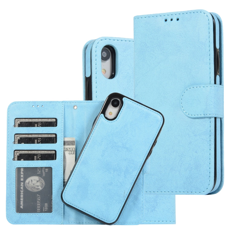 For iPhone XR KLT888-2 Retro 2 in 1 Detachable Magnetic Horizontal Flip TPU + PU Leather Case with Holder & Card Slots & Photo Frame & Wallet