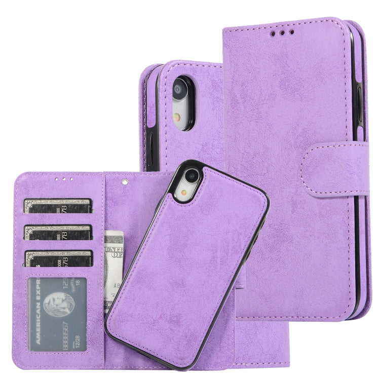 For iPhone XR KLT888-2 Retro 2 in 1 Detachable Magnetic Horizontal Flip TPU + PU Leather Case with Holder & Card Slots & Photo Frame & Wallet