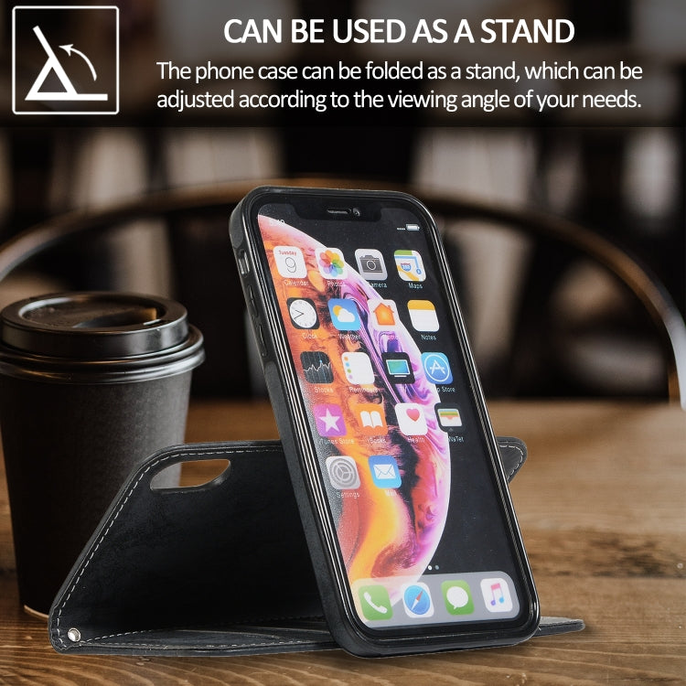 For iPhone XR KLT888-2 Retro 2 in 1 Detachable Magnetic Horizontal Flip TPU + PU Leather Case with Holder & Card Slots & Photo Frame & Wallet