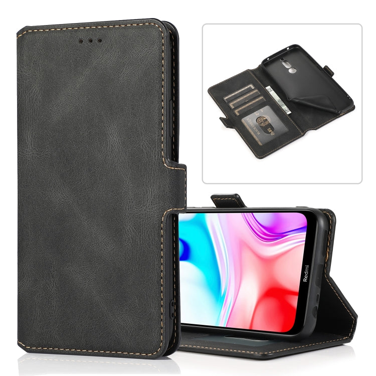For Xiaomi Redmi 8 Retro Magnetic Closing Clasp Horizontal Flip Leather Case with Holder & Card Slots & Photo Frame & Wallet