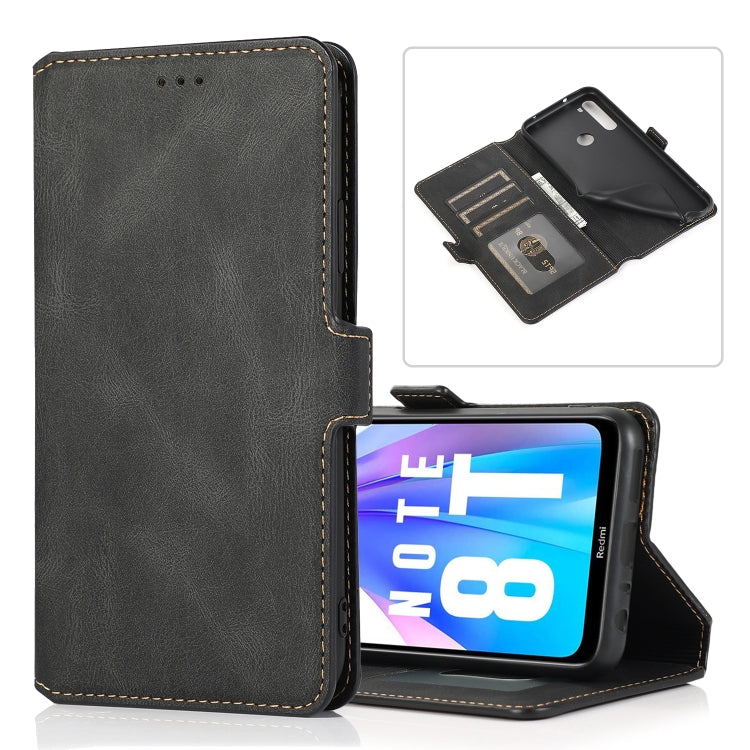 For Xiaomi Redmi Note 8T Retro Magnetic Closing Clasp Horizontal Flip Leather Case with Holder & Card Slots & Photo Frame & Wallet