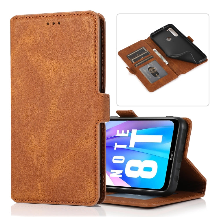 For Xiaomi Redmi Note 8T Retro Magnetic Closing Clasp Horizontal Flip Leather Case with Holder & Card Slots & Photo Frame & Wallet