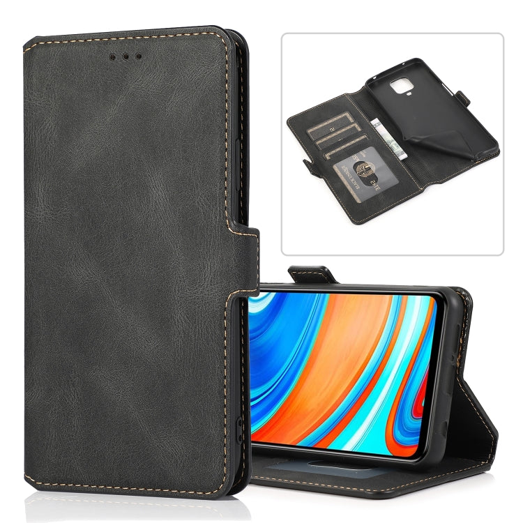 For Xiaomi Redmi Note 9 Pro Retro Magnetic Closing Clasp Horizontal Flip Leather Case with Holder & Card Slots & Photo Frame & Wallet