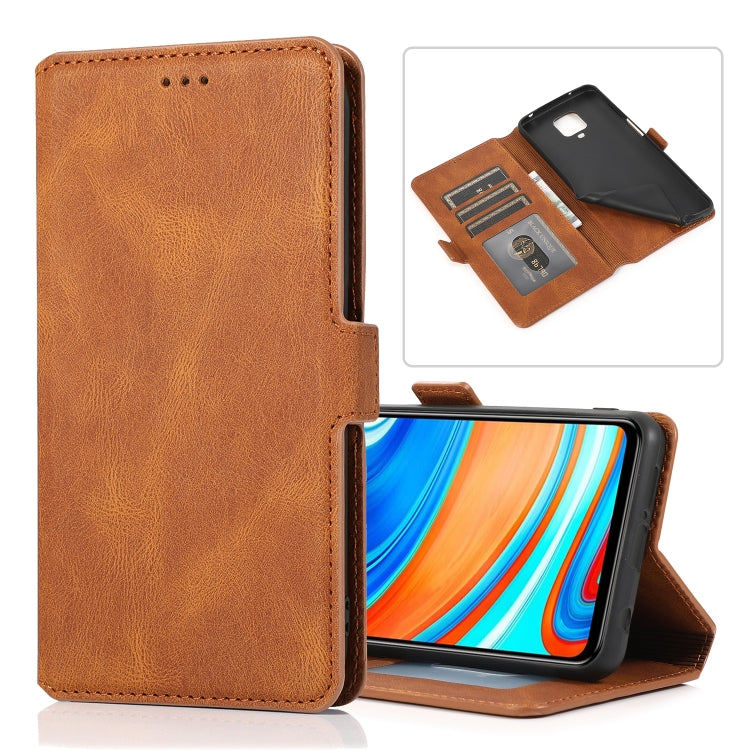 For Xiaomi Redmi Note 9 Pro Retro Magnetic Closing Clasp Horizontal Flip Leather Case with Holder & Card Slots & Photo Frame & Wallet
