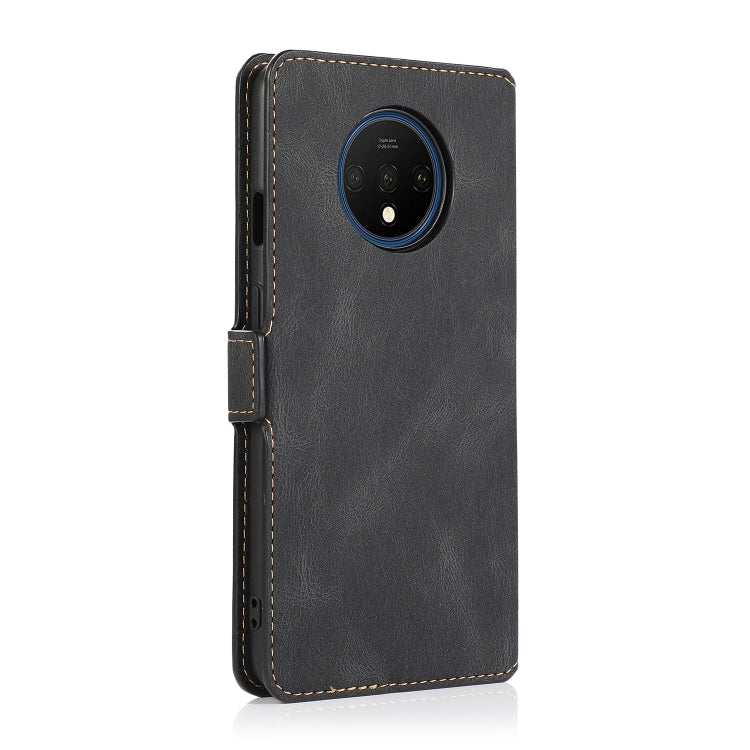 For OnePlus 7T Retro Magnetic Closing Clasp Horizontal Flip Leather Case with Holder & Card Slots & Photo Frame & Wallet