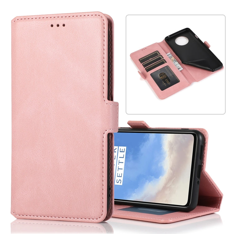 For OnePlus 7T Retro Magnetic Closing Clasp Horizontal Flip Leather Case with Holder & Card Slots & Photo Frame & Wallet