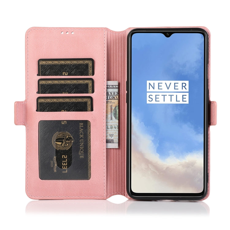 For OnePlus 7T Retro Magnetic Closing Clasp Horizontal Flip Leather Case with Holder & Card Slots & Photo Frame & Wallet