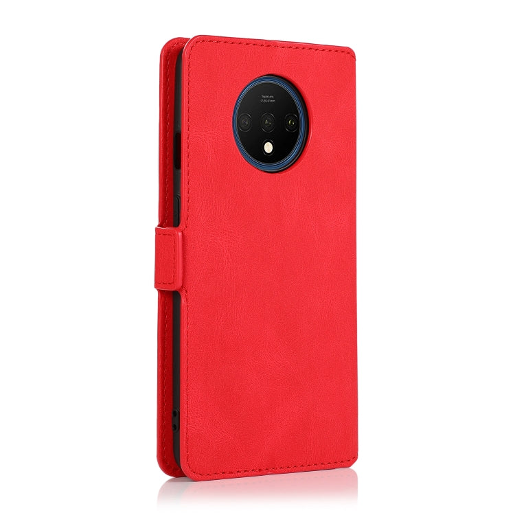 For OnePlus 7T Retro Magnetic Closing Clasp Horizontal Flip Leather Case with Holder & Card Slots & Photo Frame & Wallet