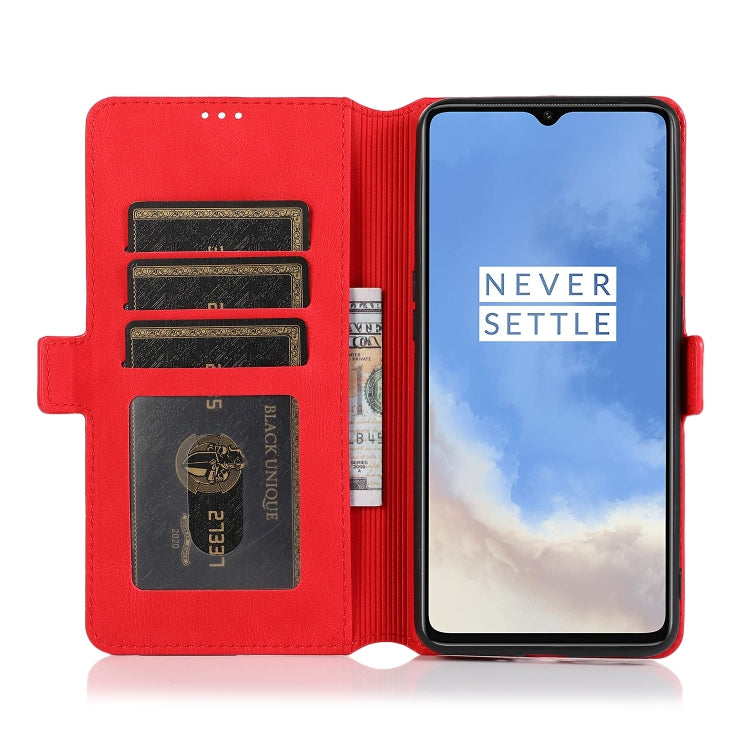 For OnePlus 7T Retro Magnetic Closing Clasp Horizontal Flip Leather Case with Holder & Card Slots & Photo Frame & Wallet