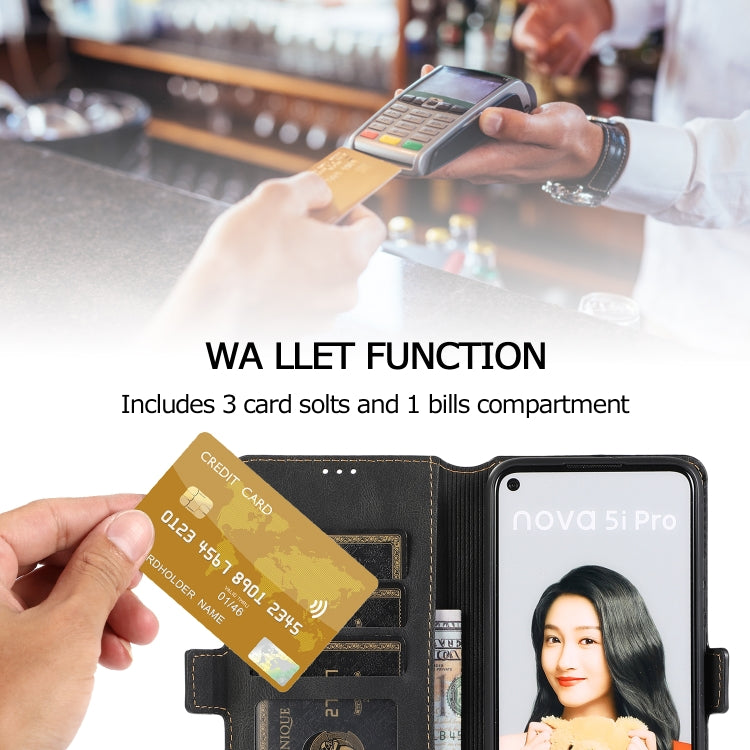 For Huawei Mate 30 Lite Retro Magnetic Closing Clasp Horizontal Flip Leather Case with Holder & Card Slots & Photo Frame & Wallet