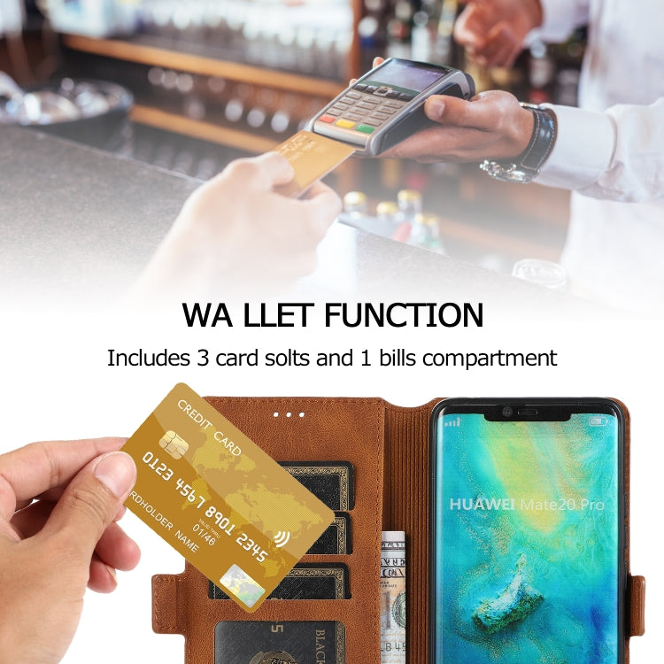 For Huawei Mate 20 Pro Retro Magnetic Closing Clasp Horizontal Flip Leather Case with Holder & Card Slots & Photo Frame & Wallet