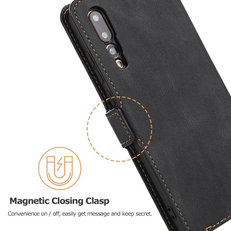 For Huawei P20 Pro Retro Magnetic Closing Clasp Horizontal Flip Leather Case with Holder & Card Slots & Photo Frame & Wallet