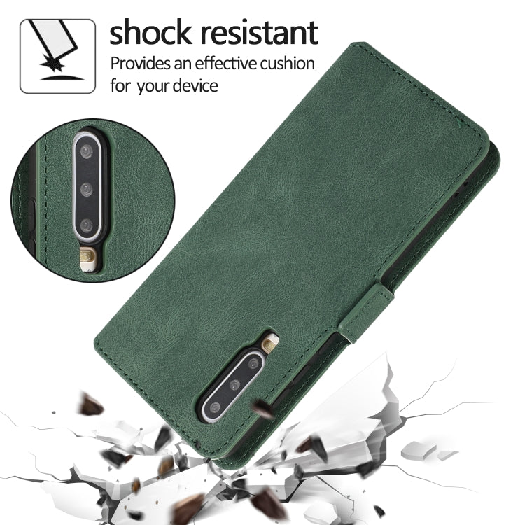 For Huawei P30 Retro Magnetic Closing Clasp Horizontal Flip Leather Case with Holder & Card Slots & Photo Frame & Wallet