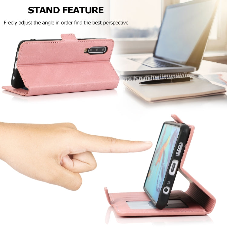 For Huawei P30 Retro Magnetic Closing Clasp Horizontal Flip Leather Case with Holder & Card Slots & Photo Frame & Wallet