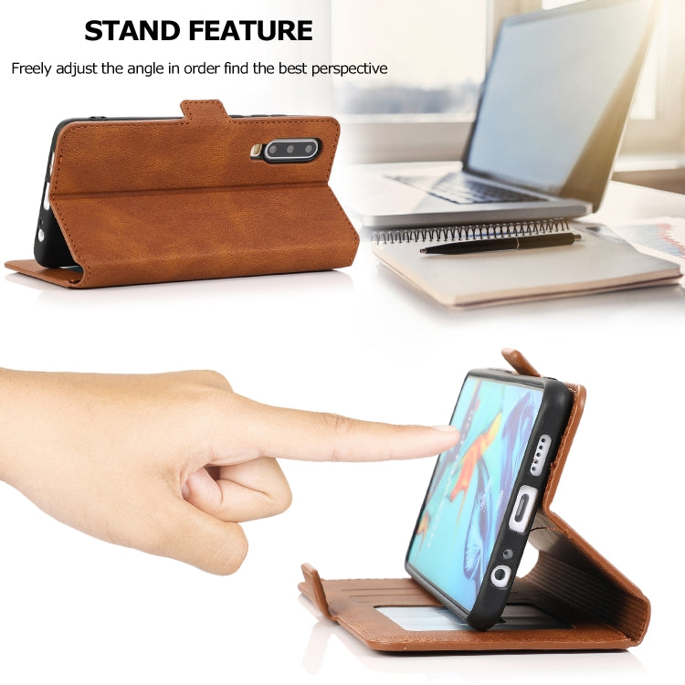 For Huawei P30 Retro Magnetic Closing Clasp Horizontal Flip Leather Case with Holder & Card Slots & Photo Frame & Wallet