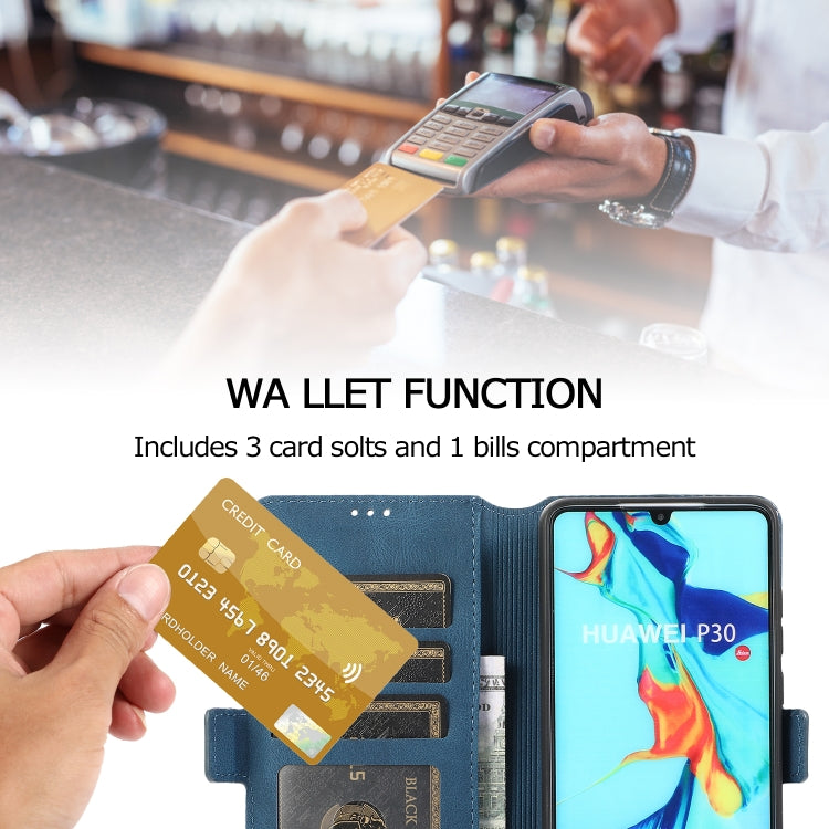 For Huawei P30 Retro Magnetic Closing Clasp Horizontal Flip Leather Case with Holder & Card Slots & Photo Frame & Wallet