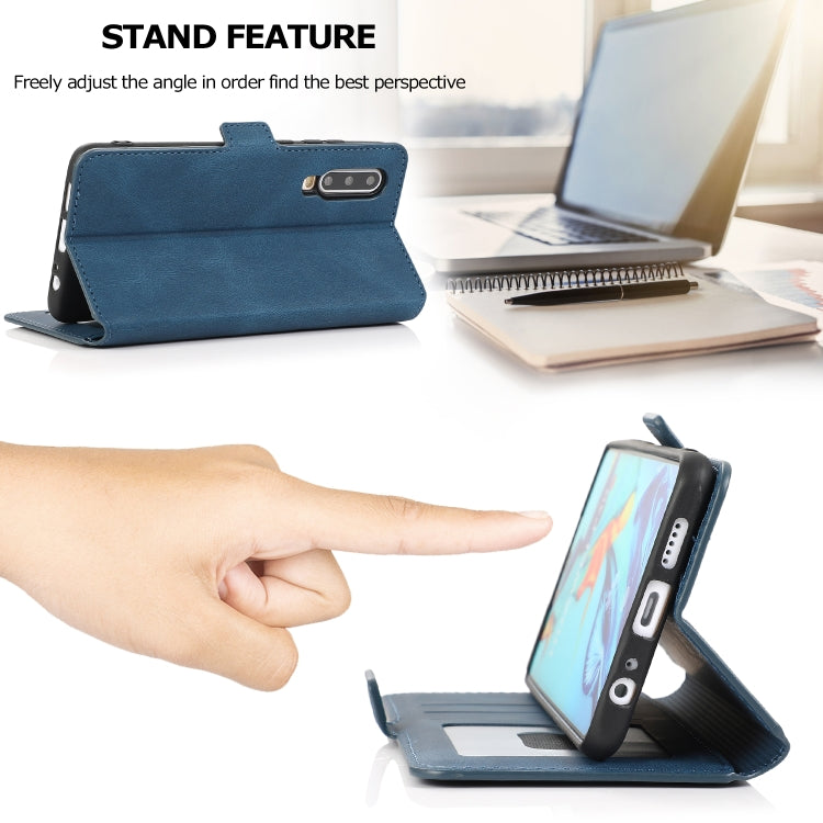 For Huawei P30 Retro Magnetic Closing Clasp Horizontal Flip Leather Case with Holder & Card Slots & Photo Frame & Wallet