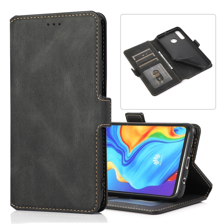 For Huawei P30 Lite Retro Magnetic Closing Clasp Horizontal Flip Leather Case with Holder & Card Slots & Photo Frame & Wallet
