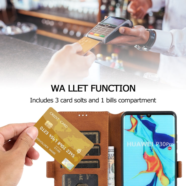 For Huawei P30 Pro Retro Magnetic Closing Clasp Horizontal Flip Leather Case with Holder & Card Slots & Photo Frame & Wallet