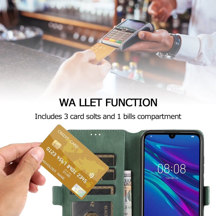 For Huawei Y6 (2019) Retro Magnetic Closing Clasp Horizontal Flip Leather Case with Holder & Card Slots & Photo Frame & Wallet