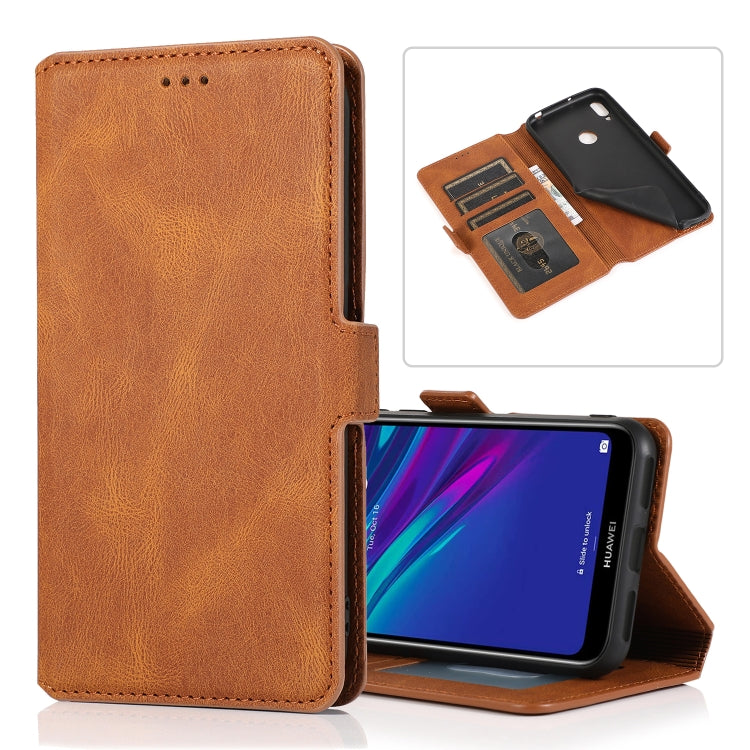 For Huawei Y6 (2019) Retro Magnetic Closing Clasp Horizontal Flip Leather Case with Holder & Card Slots & Photo Frame & Wallet