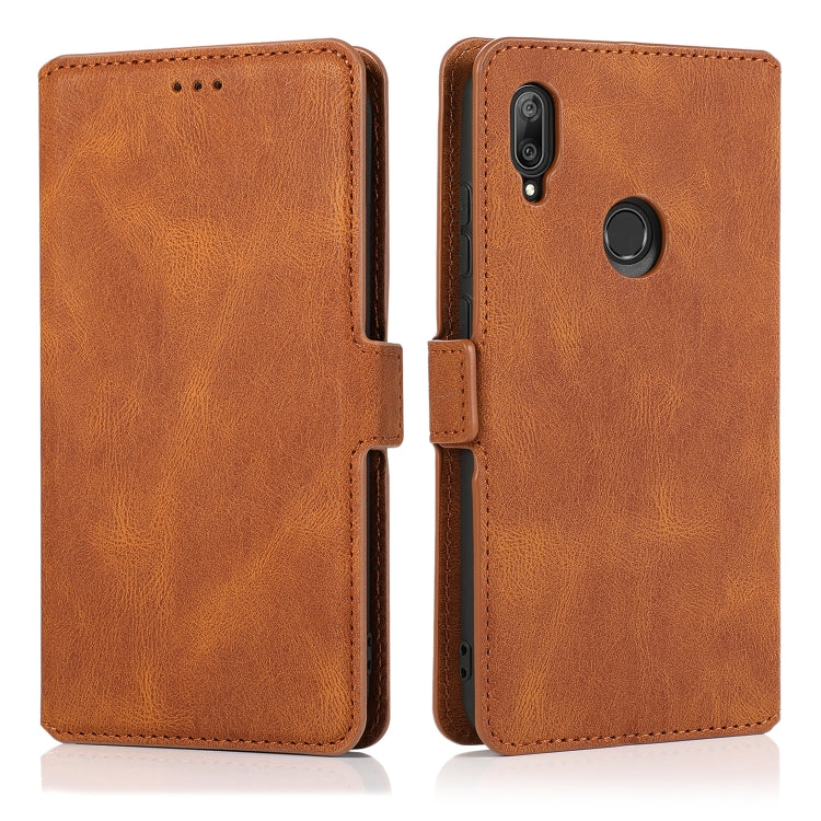 For Huawei Y6 (2019) Retro Magnetic Closing Clasp Horizontal Flip Leather Case with Holder & Card Slots & Photo Frame & Wallet