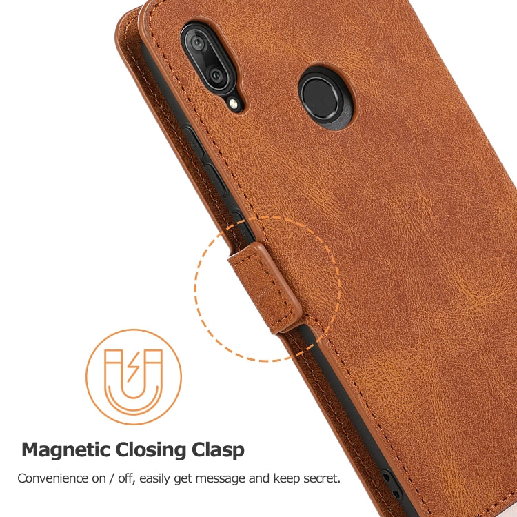For Huawei Y6 (2019) Retro Magnetic Closing Clasp Horizontal Flip Leather Case with Holder & Card Slots & Photo Frame & Wallet