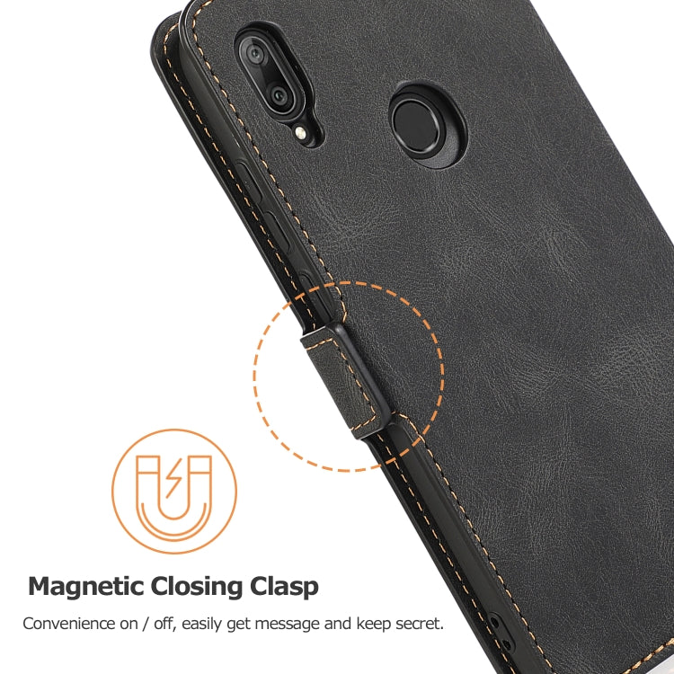For Huawei Y6 (2019) Retro Magnetic Closing Clasp Horizontal Flip Leather Case with Holder & Card Slots & Photo Frame & Wallet