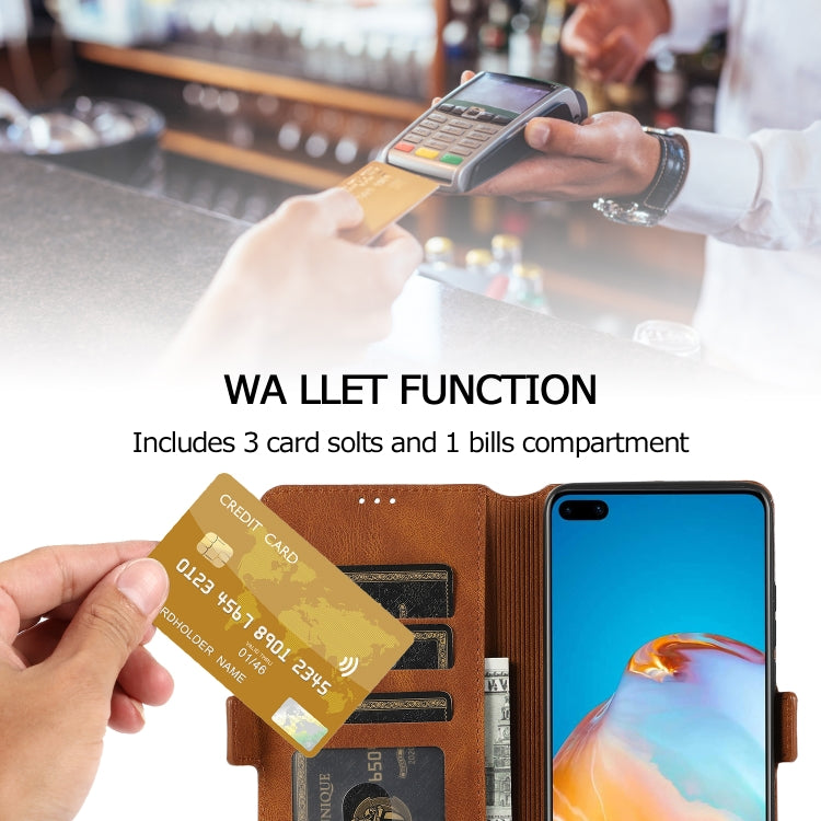 For Huawei P40 Pro+ Retro Magnetic Closing Clasp Horizontal Flip Leather Case with Holder & Card Slots & Photo Frame & Wallet