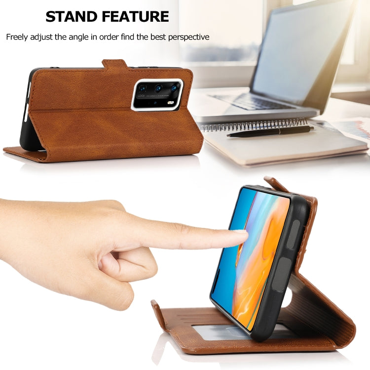 For Huawei P40 Pro+ Retro Magnetic Closing Clasp Horizontal Flip Leather Case with Holder & Card Slots & Photo Frame & Wallet