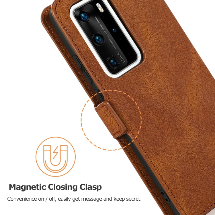 For Huawei P40 Pro+ Retro Magnetic Closing Clasp Horizontal Flip Leather Case with Holder & Card Slots & Photo Frame & Wallet