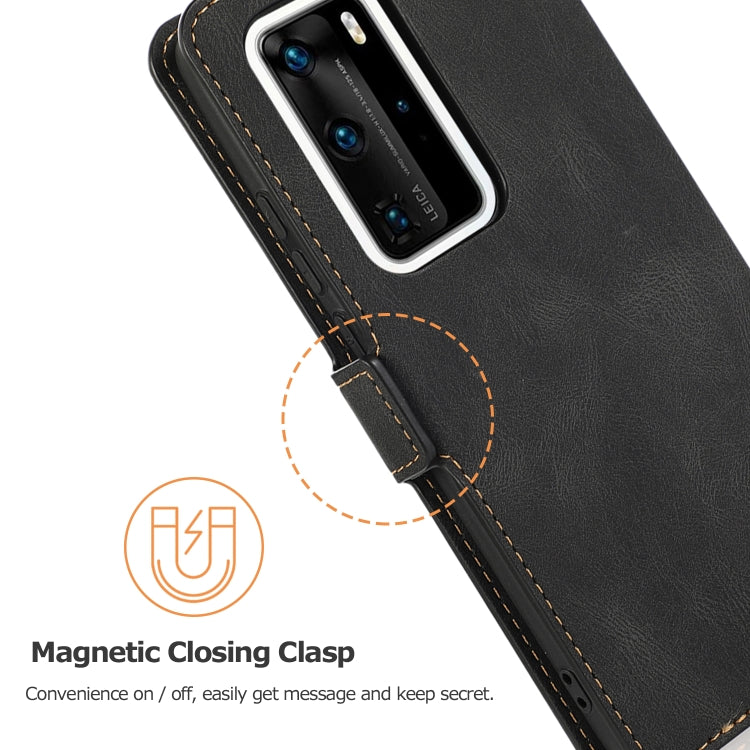 For Huawei P40 Pro+ Retro Magnetic Closing Clasp Horizontal Flip Leather Case with Holder & Card Slots & Photo Frame & Wallet