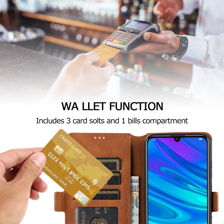 For Huawei Enjoy 9s Retro Magnetic Closing Clasp Horizontal Flip Leather Case with Holder & Card Slots & Photo Frame & Wallet
