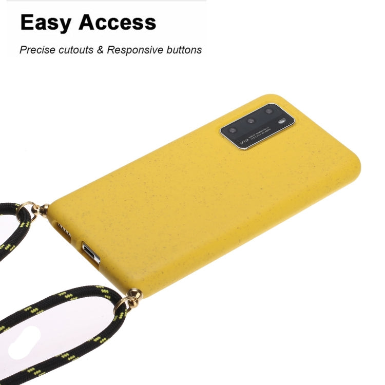 For Huawei P40 Wheat Straw Material + TPU Protective Case with Lanyard