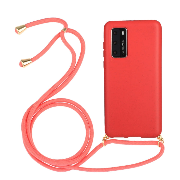 For Huawei P40 Wheat Straw Material + TPU Protective Case with Lanyard